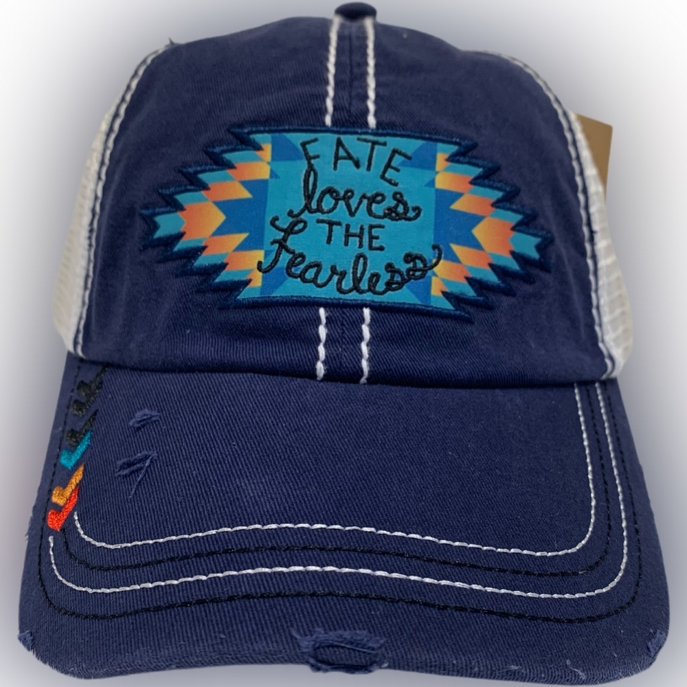 Catchfly Womens Hat Baseball Cap Embroidery Serape Patch Aztec Navy